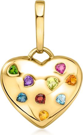 Ross-Simons Multi-Gemstone Heart Pendant in 18kt Gold Over Sterling