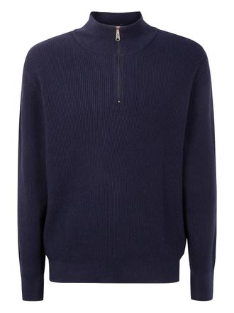 Paul Smith ribbed zip-neck sweater - men - Merino - S - Blue