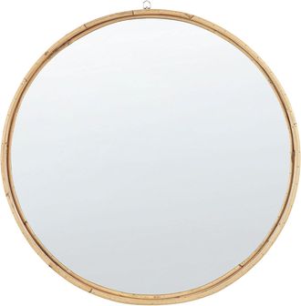 Beliani Specchio Da Parete Decorativo Con Cornice Rotonda In Rattan &Oslash; 60 Cm Barung