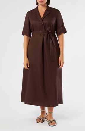 Marina Rinaldi Belted Shirtdress in Chocolate at Nordstrom, Size 16W