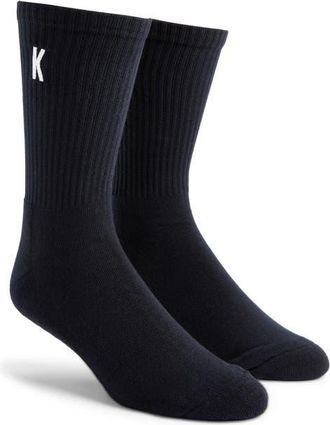 Krost Cotton Blend Rib 2-Pack Crew Socks in Dark Navy at Nordstrom