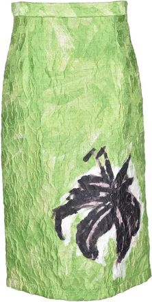 Stella Jean Green Seersucker Midi Skirt