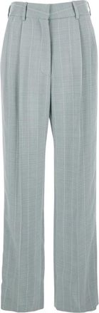 Blaz&eacute; Milano Gestreept Wijde Broek - Dames - Wijde Broeken - Grijs - L - Polyester - Broeken