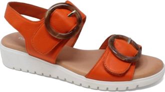 Django & Juliette Womens Meldrick Wedge Sandals In Orange-White Sole Leather