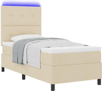 vidaXL Box Spring Bed with Mattress Cream 90 x 200 cm Fabric vidaXL