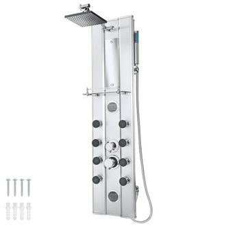 TecTake Aluminum Shower Panel With 10 Massage Jets in Silver