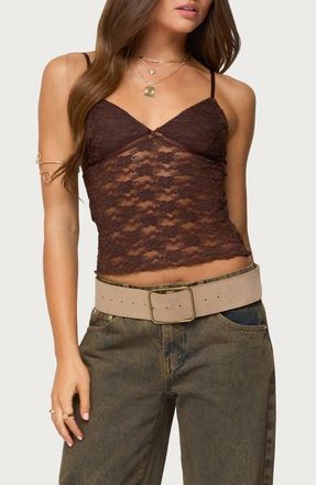 Edikted Eira Lace Camisole in Brown at Nordstrom, Size X-Small