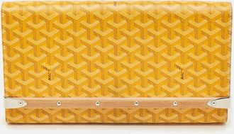 Goyard Monte Carlo Bois Yellow Goyardine Coated Canvas And Leather Clutch
