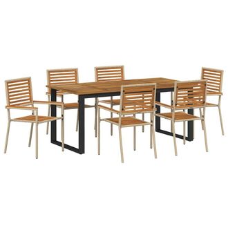 vidaXL Conjunto De Comedor De Jard&iacute;n 7 Pcs Beige Vidaxl