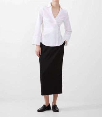 French Connection Isabelle Poplin Asymmetrical Shirt In Linen White