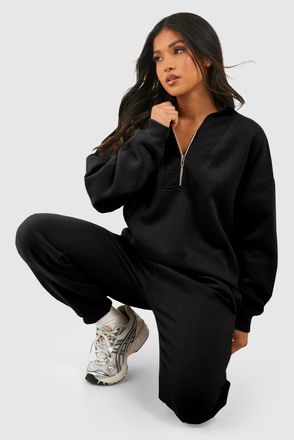 Azura Exchange Womens Relaxed Fleece Tracksuit Set - Black Cotton - Size 2XL