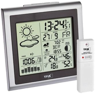 TFA Dostmann Tfa Dostmann Largo Estaci&oacute;n Meteorol&oacute;gica Dom&eacute;stica Plateada