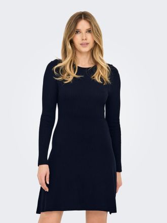 Only Midikleid ONLY ONLMILA SL BUTTON O-NECK DRESS EX KNT, Damen, Gr. XS (34), N-Gr, blau (night sky), Strick, Obermaterial: 80% Viskose, 20% Nylon, unifar
