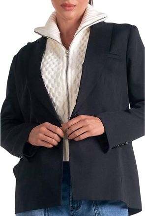 Elan Blazer Sweater In Black Off White