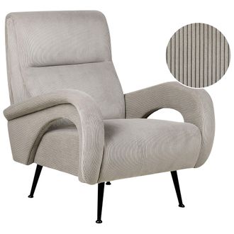 Beliani Beliani - Sill&oacute;n Tapizado Pana Estilo Retro Respaldo Bajo Crema Svalov