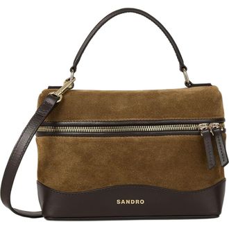 Sandro TANGOLINO leather and suede vanity bag in Camel at Nordstrom, Size Medium