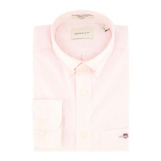 GANT Overhemden, Heren, Roze, XL, Katoen, Poplin Banker Shirt Stripe Lichtroze