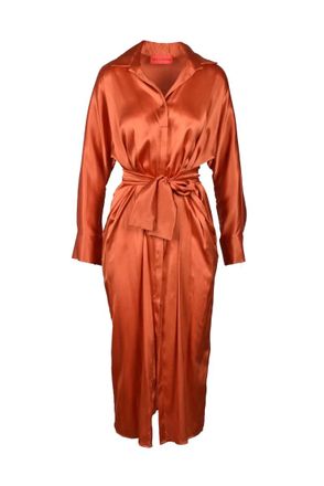 Wild Cashmere Silk Chemise Dress - Cognac