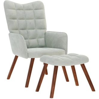vidaXL Poltrona Relax con Poggiapiedi Grigio Chiaro in Velluto - Vidaxl