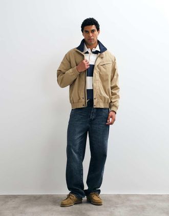 Abercrombie & Fitch giacca con zip e colletto beige-Bianco