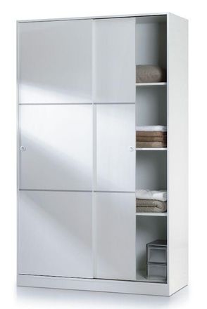 For&eacute;s Armario 2 Puertas Correderas Estantes 120 Blanco Brillo