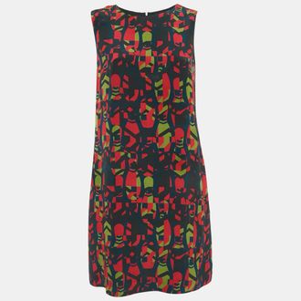 M Missoni Red Printed Silk Shift Mini Dress