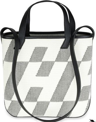 Herm&egrave;s Herm&egrave;s Black And Ecru Swift Canvas Cabas 27cm Bag