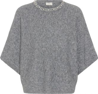 Kaffe Ronde hals gebreide kleding - Dames - Ronde hals truien - Grijs - XL - Leer - Truien & Vesten