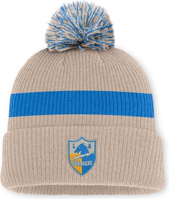 Nike Los Angeles Chargers Rewind Peak Nike Mens NFL Cuffed Pom Beanie in Brown | NF160J2V9QV-M17