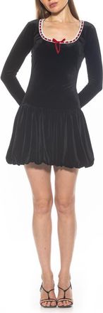 Alexia Admor Rach Lace Detail Velvet Dress in Black at Nordstrom Rack, Size X-Small