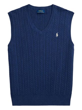 Polo Ralph Lauren cable-knit embroidered-logo vest - Blue