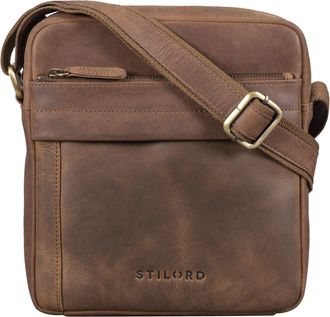 STILORD Craig Mens Small Messenger Bag Leather Vintage Crossbody Bag for Men Casual Shoulder Bag Tablets Mens Handbag in Genuine Leather, Colour:middle brown