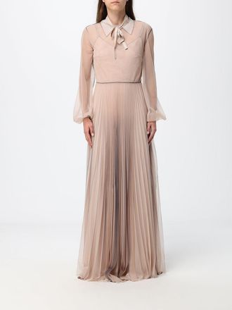 Fabiana Filippi Abito chemisier lungo in tulle plissettato con collo amovibile