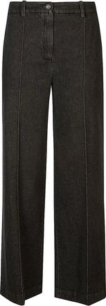 Eleventy Broeken, Dames, Zwart, 2Xs, Katoen, Kasjmier Katoen Flare Broek