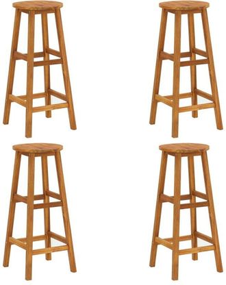 vidaXL Taburetes De Cocina 4 Unidades Madera Maciza De Acacia Vidaxl
