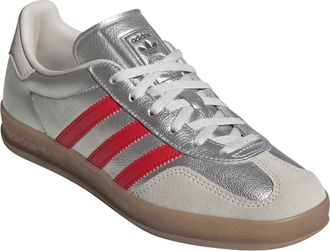 adidas Gazelle Indoor Sneaker in Silver/Scarlet/Grey One at Nordstrom, Size 10.5