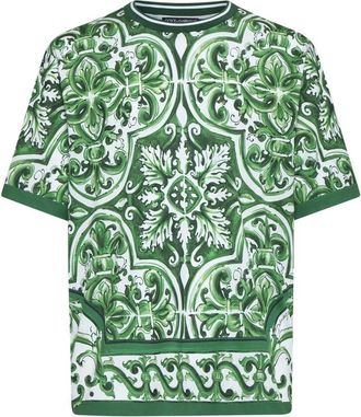 Dolce & Gabbana Stijlvolle T-shirts en Polos - Heren - T-shirts - Groen - 2XL - Katoen - Tops