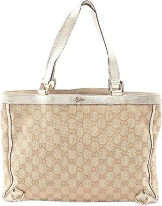 Gucci Pre-owned Shoulder Bags, female, Beige, Size: ONE SIZE Pre-owned Abbey GG Canvas Tote Bag