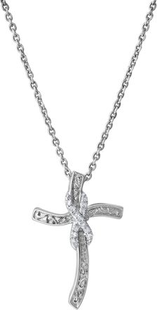 LuvMyJewelry Benedicta 10K Gold Diamond Cross Pendant - 0.05 CT