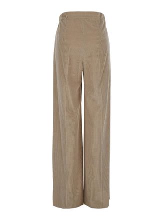 Max Mara Womens Beige Palazzo Pants With Drawstring Cotton Trousers