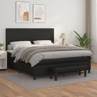 vidaXL Vidaxl - Cama Box Spring Con Colch&oacute;n Cuero Sint&eacute;tico Negro 160x200 Cm