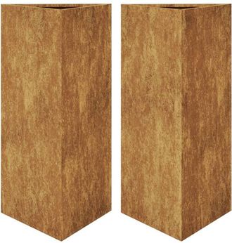 vidaXL Vidaxl - Jardineras triangulares 2 uds acero oxidado 40x40x75 cm