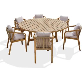 DCB Garden SERENA - Set da pranzo da giardino in legno di acacia da 6 posti - DCB GARDEN