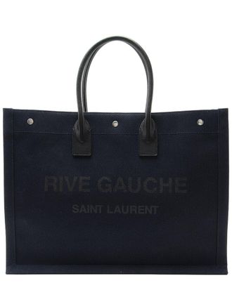 Saint Laurent Black Canvas & Leather Rive Gauche Large Tote (Authentic Pre- Loved)