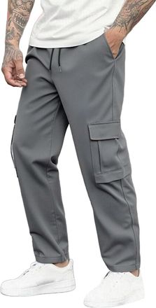 Generic Cargo Combat Trousers Men - Elasticated Cargo Joggers Sweatpants Loose Fit Outdoor Walking Hiking Work Pants Straight Tracksuit Bottoms Multi Pockets 