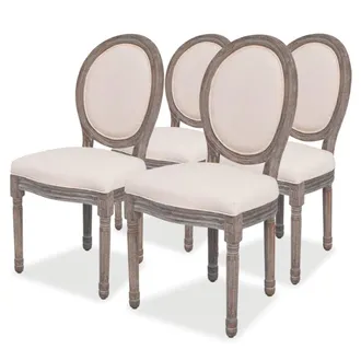 vidaXL Sedie Da Pranzo 4 Pz Crema In Tessuto - Vidaxl