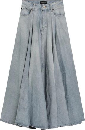 Balenciaga Godet Maxi Rok - Dames - Spijkerrokken - Blauw - XS - Katoen - Rokken