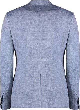 Dolce & Gabbana Mens Double-Breasted Linen Jacket Blue Suit & Dinner