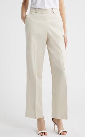 Anne Klein Pull-On Crop Wide Leg Pants in Natural Grain at Nordstrom, Size X-Large P