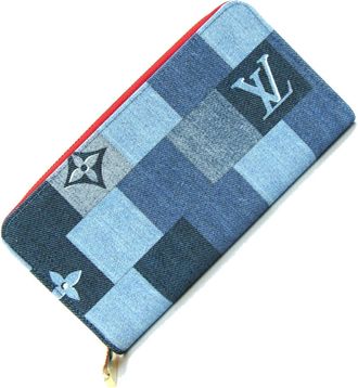 Louis Vuitton Blue Red Color Monogram Denim Long Wallet (Bi-Fold) (Pre-Owned)